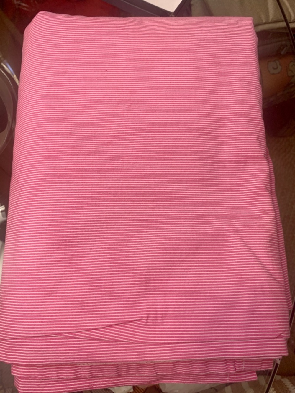 Ralph Lauren  Crystal Cay Pink & White Stripe Flat Sheet, Queen